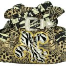 Brown Animal Print with Zebra Fleur de Lis Buckle Satchel