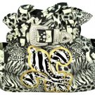 Black Animal Print with Zebra Fleur de Lis Buckle Satchel