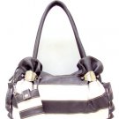 Pewter and White Stripe Handbag