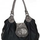 Black Cross Tote Handbag
