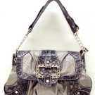 Dark Silver and Black Croc Handbag