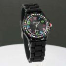 Multi Colored Black Jelly Band Watch