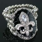 Black and Silver Medallion Stretch Bracelet