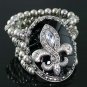 Black and Silver Medallion Stretch Bracelet