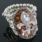 Brown and Silver Medallion Stretch Bracelet