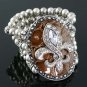 Brown and Silver Medallion Stretch Bracelet