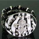 Black And White Zebra Medallion Stretch Bracelet