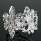 Topsy Turvey Bright Silvertone Fleur Stretch Bracelet