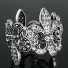 Topsy Turvey Dark Silvertone Fleur Stretch Bracelet