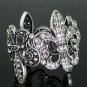 Topsy Turvey Dark Silvertone Fleur Stretch Bracelet