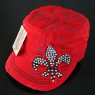 Red Rhinestone Fleur de Lis Hat