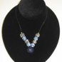 24" Cobalt Round Bead Necklace w/ Blue & White Star Accent Beads - Item #: TR-1T