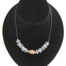 24" Swirlin' Blue Speckled Flowers Necklace - Item #: GB-1E