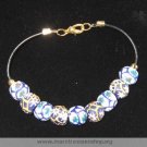 8" Blue & White Flower Beaded Bracelet - Item #: TR-2DD