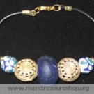 8" Two Suns & Stars w/ Rounds Blue Glass Bead Bracelet - Item#: ZZ-2B
