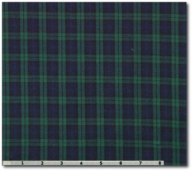BLACK WATCH tartan fabric by the yard 65 polyester 35 viscose, small sett