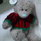 Little Happy Nice Cute Grey Teddy Bear in Red Sweater !