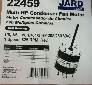Condenser Fan Motor For Central A/C Multi-HP 825 rpm Universal Replacement