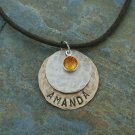 Textured Sterling Silver and Brass AMANDA Necklace  -  Handstamped and Personalized