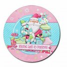Santa Christmas Round Neoprene Rubber Coasters Barware Set of 4 NEW