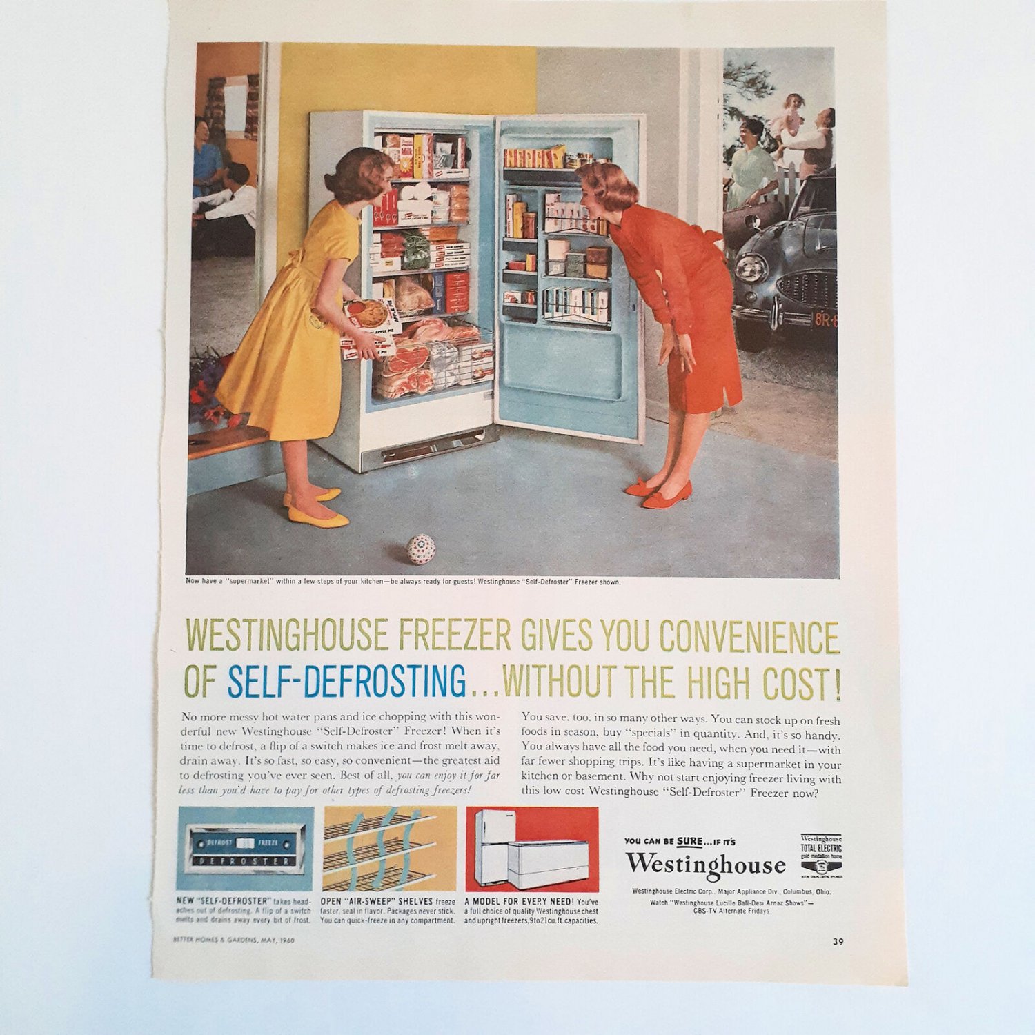 Vintage 2 Sided Aluminum And Westinghouse Fridge Ad May 1960 Better Homes