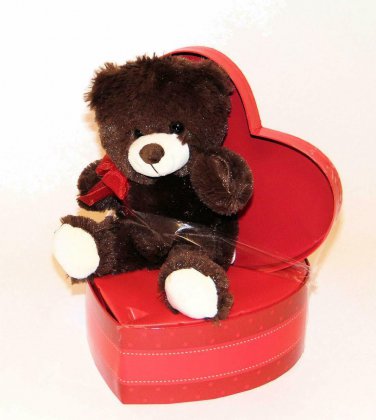 Valentines Stuffed Teddy Bear Plush with Heart Shape Gift Box - appx 7 in. NEW