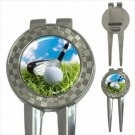 3 in 1 Golf Ball Marker Divot Tool Money Clip - Ball and Driver Design NEW