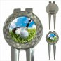 3 in 1 Golf Ball Marker Divot Tool Money Clip - Ball and Driver Design NEW