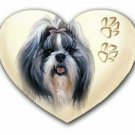 Shih Tzu Puppy Dog Pet Coasters Heart Shaped Neoprene Rubber Set of 4 NEW