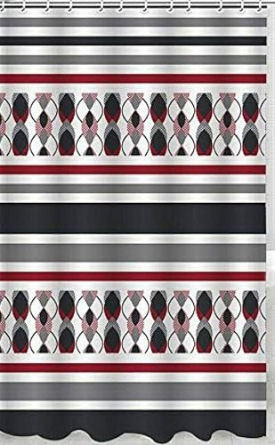 Fancy Swirl Bright Fabric Shower Curtain Polyester 70" x 72 Burgundy Gray NEW