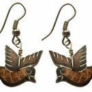 Flying Bird From Gourd Shell Dangling Earrings NEW 3/4 inch long