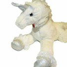 Lg White Unicorn w Silver Glitter Horn & Hooves Plush Stuffed 19 inch tall NEW