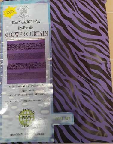 Purple & Black Jungle Print Design PEVA Shower Curtain 70"x72" NEW