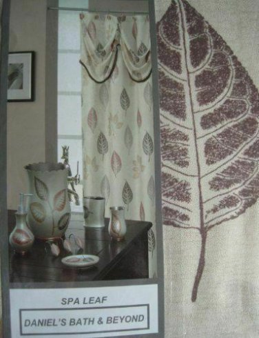 Spa Leaf Design Bath Shower Curtain with Valance Fabric 70"x 72" NEW