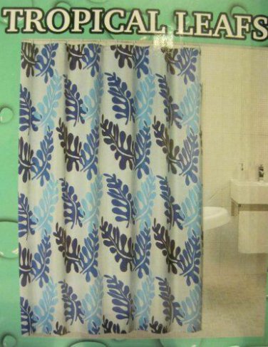 Tropical Leaves Pattern Bath Shower Curtain Fabric 70x72 Inch NEW