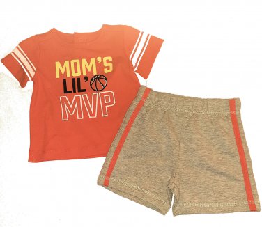 Shorts & Tee Set Mom's Lil MVP Infant Baby NEW 100% Cotton Sports Basketball