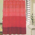 Red Ruffle Beverly Shower Bath Curtain, Fabric Polyester 72 x 72-Inch, NEW Red Ruffle Beverly Shower Bath Curtain, Fabric Polyester 72 x 72-Inch, NEW