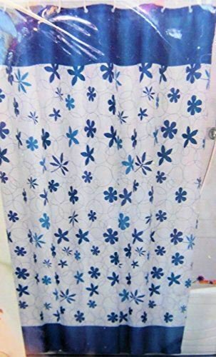 Bath Linda Blue Pattern - Blue Floral Shower Curtain Fabric 70 x 70 Inch NEW