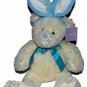 Fluffy White Bear with Blue Bunny Ears Plush Stuffed Toy Appx 16 Inches NEW