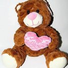 Furry Brown Teddy Tatty Bear w Pink Heart Plush Stuffed Animal 13.5 inches NEW Furry Brown Teddy Tatty Bear w Pink Heart Plush Stuffed Animal 13.5 inches NEW