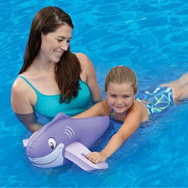 Portable Pals Foam Handle Inflatable Kickboard, Purple Shark Pool, Lake NEW