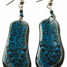 Leopard Blue Spotted Animal Print Flip Flops Novelty Dangling Earrings NEW Leopard Blue Spotted Animal Print Flip Flops Novelty Dangling Earrings NEW