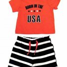 Born in The USA 2 Pc Shorts Tee Infant Summer Play Clothing Set NEW Infant Sizes