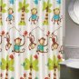 Monkey Jump Kids Pattern Bath Shower Curtain Set with Hooks - 72 in. NEW