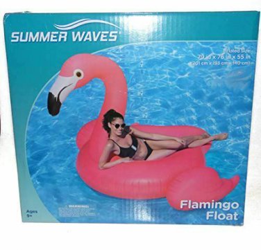 Large Pink Flamingo Pool Beach Inflatable Float Raft 79 inches Long NEW in Box