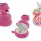Enamel Snake Necklace with Pink Snake Fuzzy Hinged Gift Box NEW