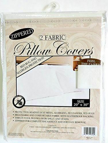2 Pk Pillow Protectors Bed Bug Blockers Breathable Fabric, Zippered Standard NEW