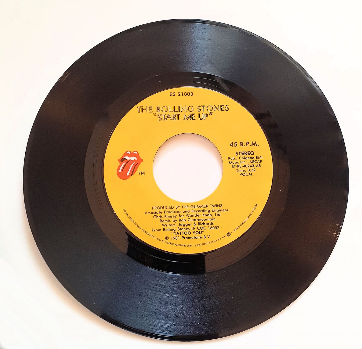 The Rolling Stones Mick Jagger Start Me Up & No Use in Crying 45RPM ...