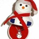 Snowman Pendant Necklace in Christmas Velour Gift Box Jewelry Holiday NEW