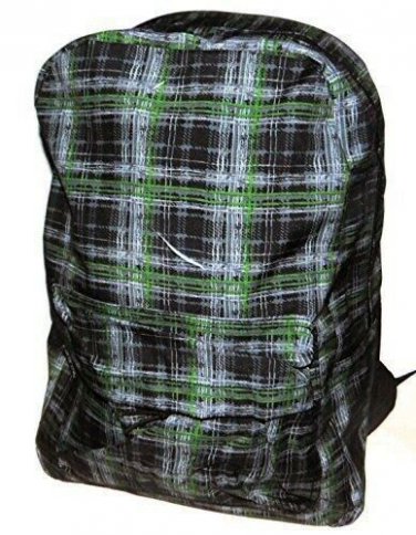 Green Gray Plaid School Backpack, Back Pack, Book Bag, Travel, Hiking, NEW